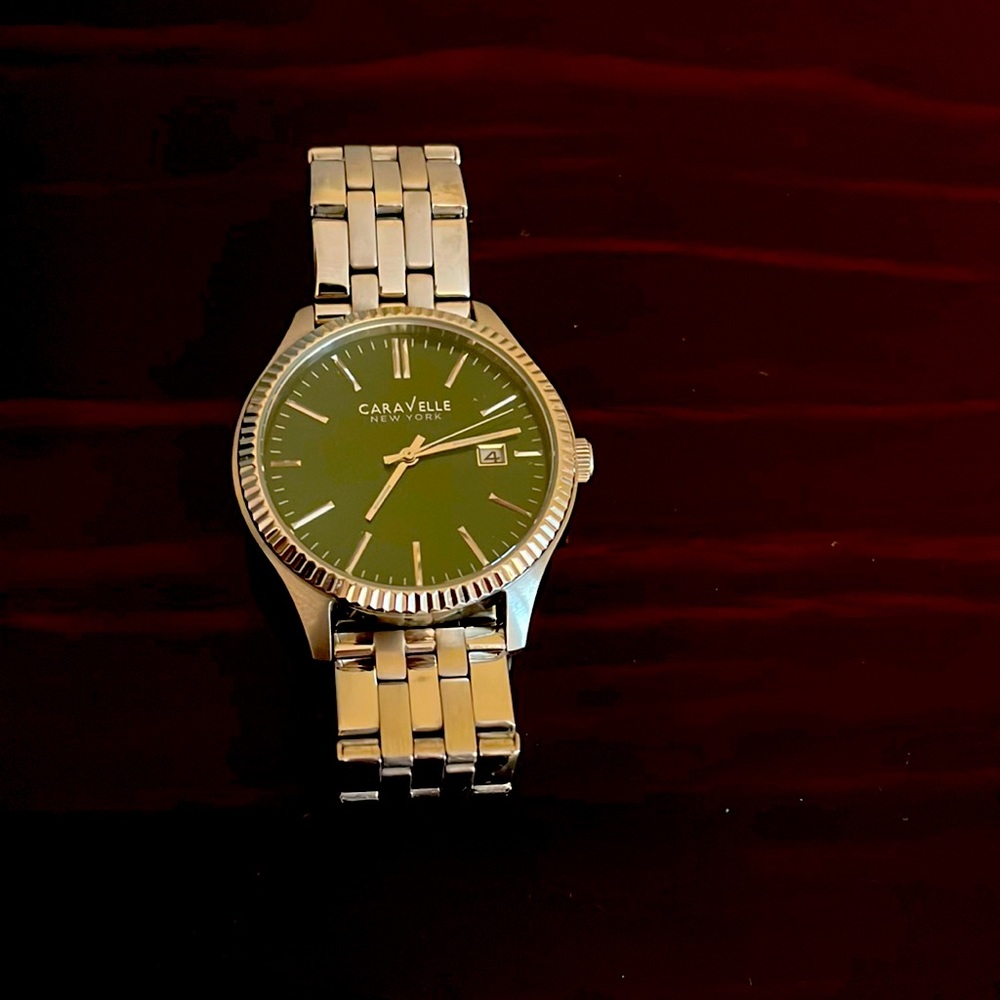 Caravelle by Bulova Men's Stainless Steel Watch with Green Dial